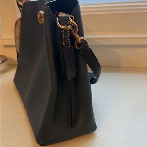 Coach Navy Blue Shoulder Bag with Gold Accents